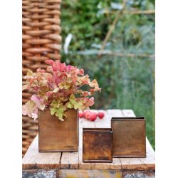 Firkantet urtepotte <br><br> kobber/messing-look <br><br> St af 3 str. <br><br>