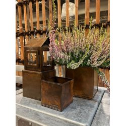 Firkantet urtepotte <br><br> kobber/messing-look <br><br> St af 3 str. <br><br>