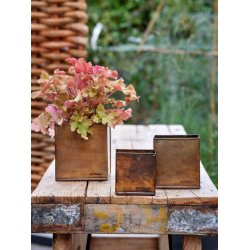 Firkantet urtepotte <br><br> kobber/messing-look <br><br> St af 3 str. <br><br>