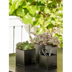 Firkantet urtepotte <br><br> sort <br><br> St af 3 str. <br><br>