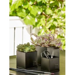Firkantet urtepotte <br><br> sort <br><br> St af 3 str. <br><br>