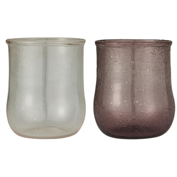 Vase mini UNIKA <br><br> h 7,2 cm <br><br> 2 ass farver <br><br> Mundblst genbrugsglas