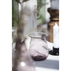 Vase m/ lille kant UNIKA <br><br> h 9 cm <br><br> Mundblst genbrugsglas <br><br>