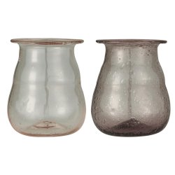 Vase m/ lille kant UNIKA <br><br> h 9 cm <br><br> Mundblst genbrugsglas <br><br>