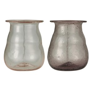 Vase m/ lille kant UNIKA <br><br> h 9 cm <br><br> Mundblst genbrugsglas <br><br>