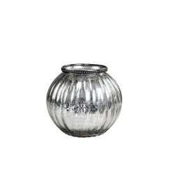 Vase m. perlekant <br><br> H13,5/14 cm