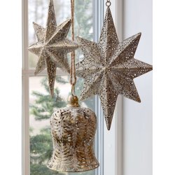 Vire metal klokke <br><br> Antique messing <br><br> H21,5/14 cm