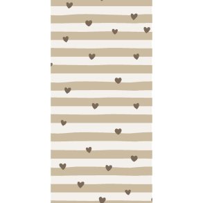 Servietter - aflange <br><br> 16 stk./pk <br><br> Brune hjerter og naturstriber <br><br>