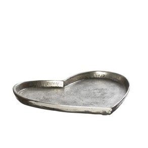 Alu hjerte fad  <br><br> s�lv look <br><br> Lille - 22 cm <br><br> 