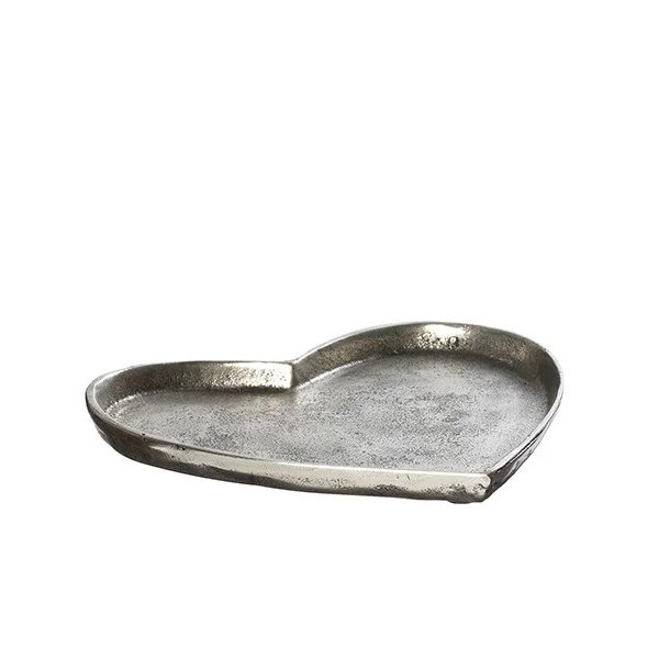 Alu hjerte fad  <br><br> s�lv look <br><br> Lille - 22 cm <br><br> 