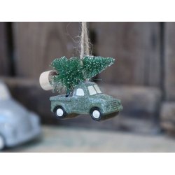 Bil m. juletr <br><br> grn/glimmer