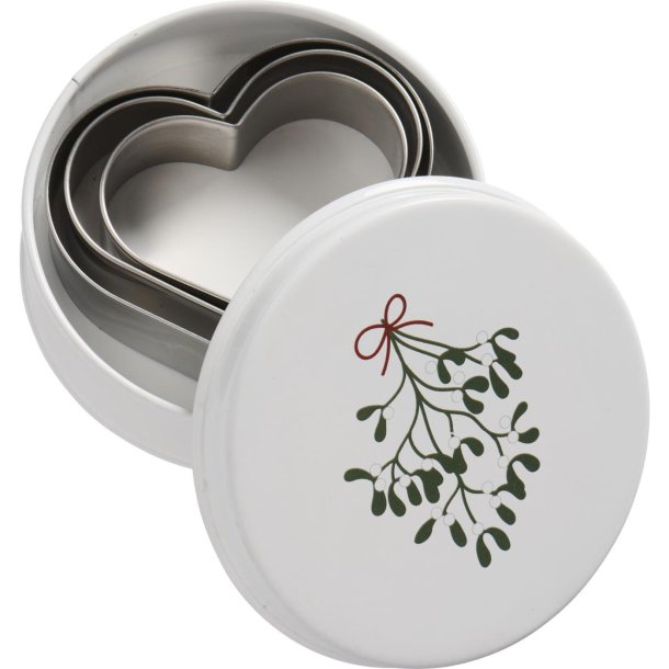 Dse med 3 hjerte-kageudstikkere <br><br> Mistelten p lget <br><br>