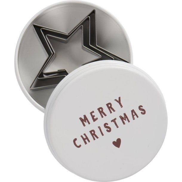 Dse med 3 stjerne-kageudstikkere <br><br> Merry Christmas p lget <br><br>