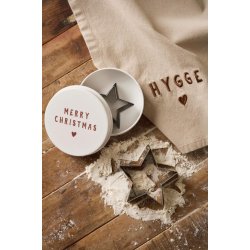 Dse med 3 stjerne-kageudstikkere <br><br> Merry Christmas p lget <br><br>