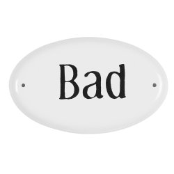 Skilt - emalje <br><br> Bad <br><br> H: 5,5 L: 9 cm <br><br>