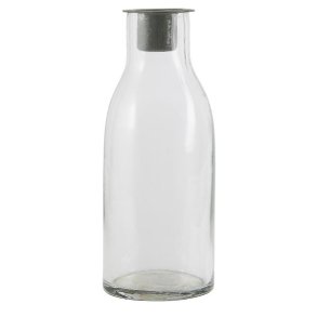 Flaske m. ls lysindsats <br><br> 16,5 cm <br><br> til bedelys <br><br>