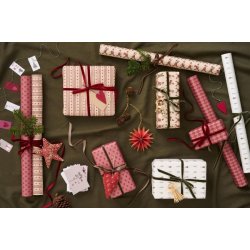 Gavepapir <br><br> desert rose med r�de hjerter <br><br> 5 m pr. rulle <br><br>