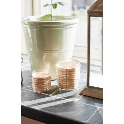 Stage glas <br><br> m. rattanflet <br><br> H: 6,4 / �: 6,4 cm <br><br> RESTSALG <br><br>