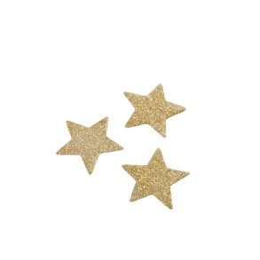 Glitter stjerner <br><br> Guld <br><br> 5 cm <br><br> 5 stk. i ps <br><br>