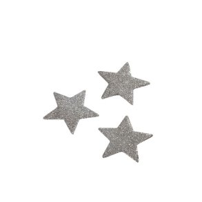 Glitter stjerner <br><br> Slv <br><br> 5,5 cm <br><br> 5 stk. i ps <br><br>