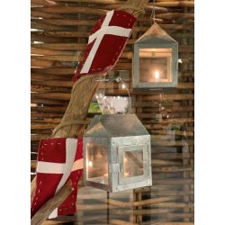 Hnge lanterne m/wire <br><br> 8 x 8 x 12 cm <br><br> Galvaniseret