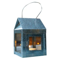 Hnge lanterne m/wire <br><br> 8 x 8 x 12 cm <br><br> Galvaniseret