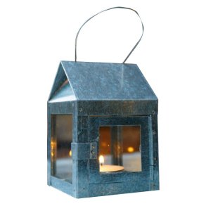 Hnge lanterne m/wire <br><br> 8 x 8 x 12 cm <br><br> Galvaniseret