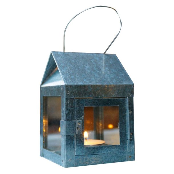 Hnge lanterne m/wire <br><br> 8 x 8 x 12 cm <br><br> Galvaniseret