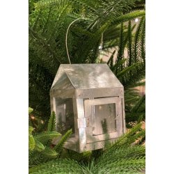 Hnge lanterne m/wire <br><br> 8 x 8 x 12 cm <br><br> Galvaniseret