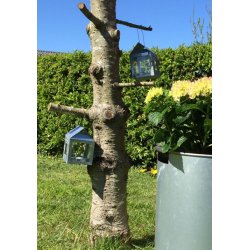 Hnge lanterne m/wire <br><br> 8 x 8 x 12 cm <br><br> Galvaniseret