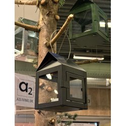 Hnge lanterne m/wire <br><br> 8 x 8 x 12 cm <br><br> Sort