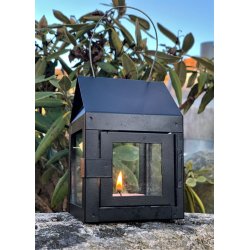 Hnge lanterne m/wire <br><br> 8 x 8 x 12 cm <br><br> Sort