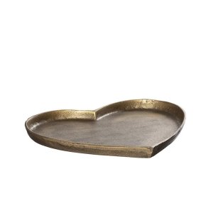 Alu hjerte fad  <br><br> guld look <br><br> Stor - 29 cm <br><br> 