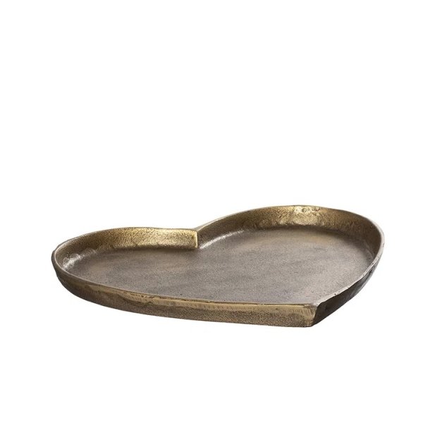Alu hjerte fad  <br><br> guld look <br><br> Stor - 29 cm <br><br> 