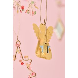 Engle t/ ophng <br><br> Gloria - hndlavet i gte messing <br><br> St m. 5 stk. <br><br>