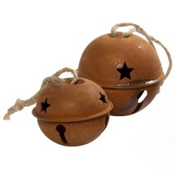 Klokker t/ ophng - runde <br><br> Rust look <br><br> St m. 2 str. <br><br>