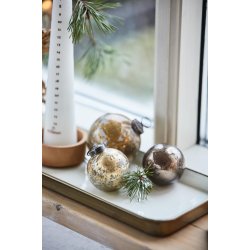 Julekugle <br><br>  5,8 cm <br><br> fattigmandsslv <br><br> rustic brown <br><br>  