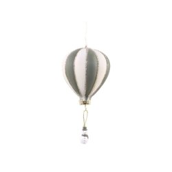 Julekugle <br> luftballon m. snemand <br><br> H14 cm <br><br> antique verte