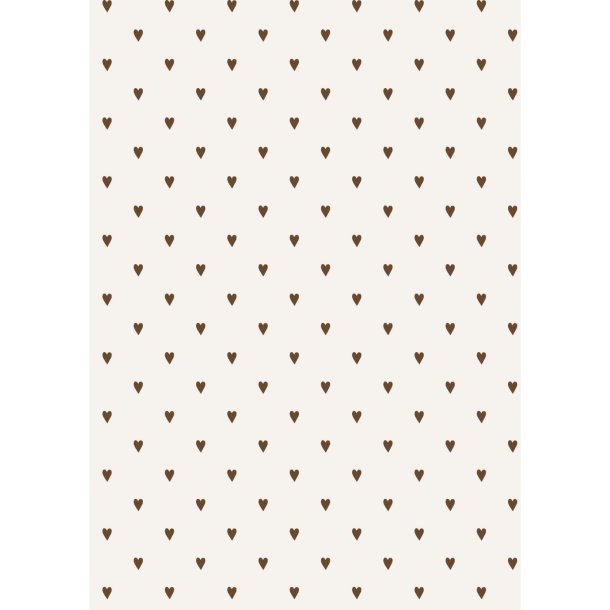Gavepapir <br><br> Brune hjerter <br><br> 5 m pr. rulle <br><br> 
