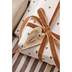 Gavepapir <br><br> Brune hjerter <br><br> 5 m pr. rulle <br><br> 