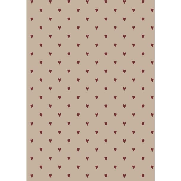 Gavepapir <br><br> Rde hjerter <br><br> 5 m pr. rulle <br><br>