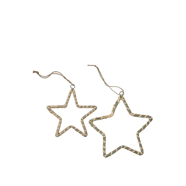 Jute stjerner natur <br><br> S�t med 2 str. <br><br>