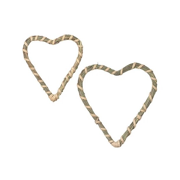 Jute hjerter natur <br><br> S�t med 2 str. <br><br>