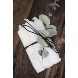 Kalenderlys 1-24 bedelys <br><br> hvid m. gr tal <br><br>