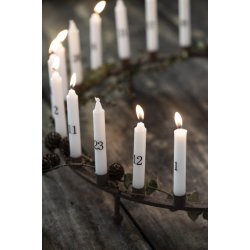 Kalenderlys 1-24 kertelys <br><br> hvid m. sorte tal <br><br>