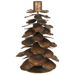 Kogle stage <br><br> til bedelys <br><br> h21 cm <br><br> antique messing <br><br> 