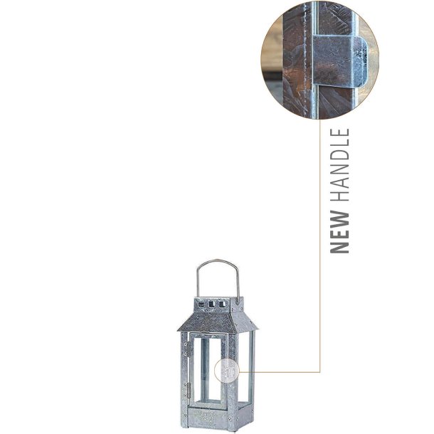 Micro small lanterne <br><br> 9,5 x 9,5 x 22 cm <br><br> Galvaniseret <br><br> 