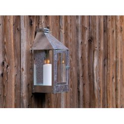 Wall midi lanterne <br><br> 19 x 19 x 45 cm <br><br> Galvaniseret <br><br> 
