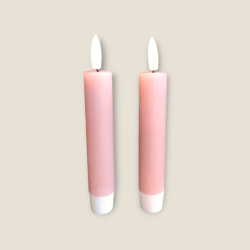 LED Rustik Bedelys <br><br> 2 stk m. timer <br><br> rosa malva <br><br> h 11,5 cm <br><br>