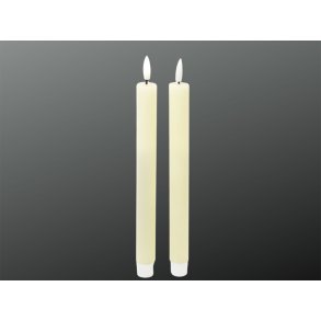 LED Rustik Kronelys <br><br> 2 stk m. timer <br><br> creme <br><br> h 22 cm <br><br> 